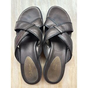 Cole Haan Women’s Sandals Criss Cross Bronze Strap Slip On Flat Leather 10 B